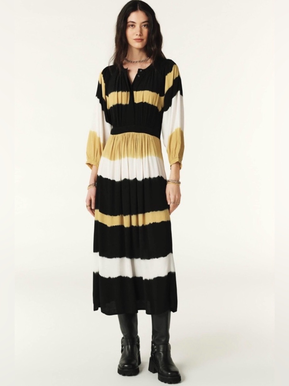 BA&SH puff sleeve midi dress